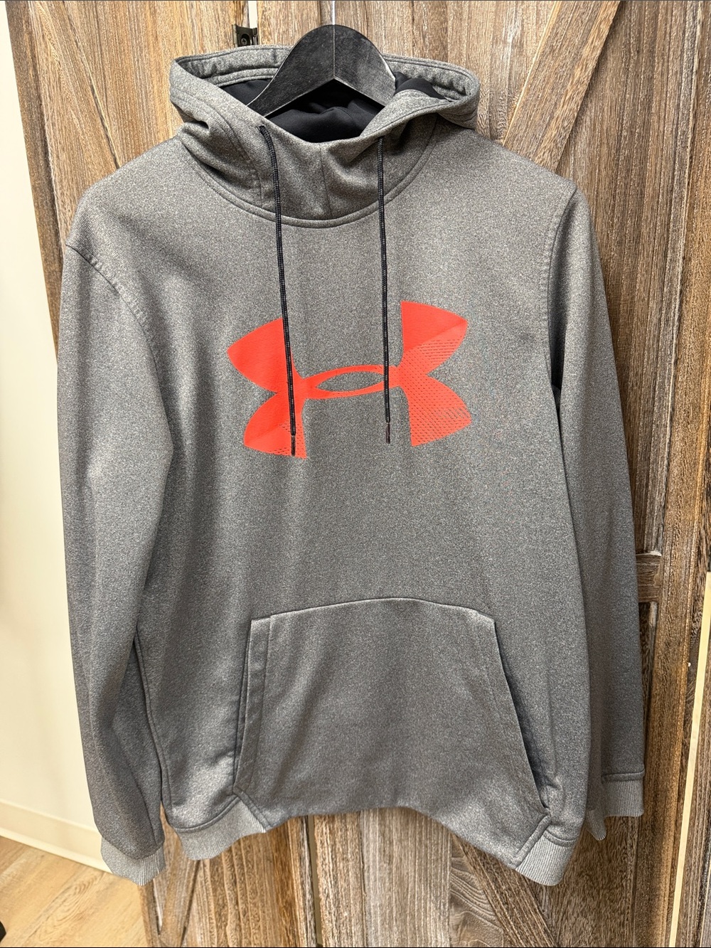 Under Armour Gray Hoodie with Red Logo Pullover